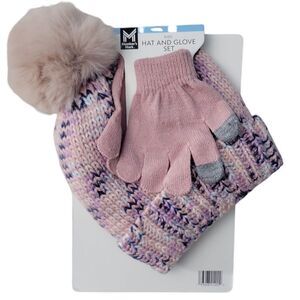 Member's Mark Kids Warm & Cozy Knit Hat and Glove Set - Pink